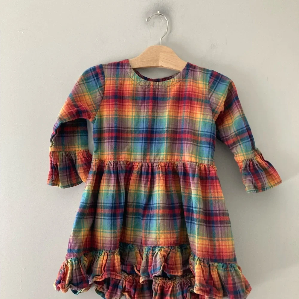 $18 ADD ON rufflebutts plaid long-sleeve tiered dress 6Y Zara Mini‎ Boden